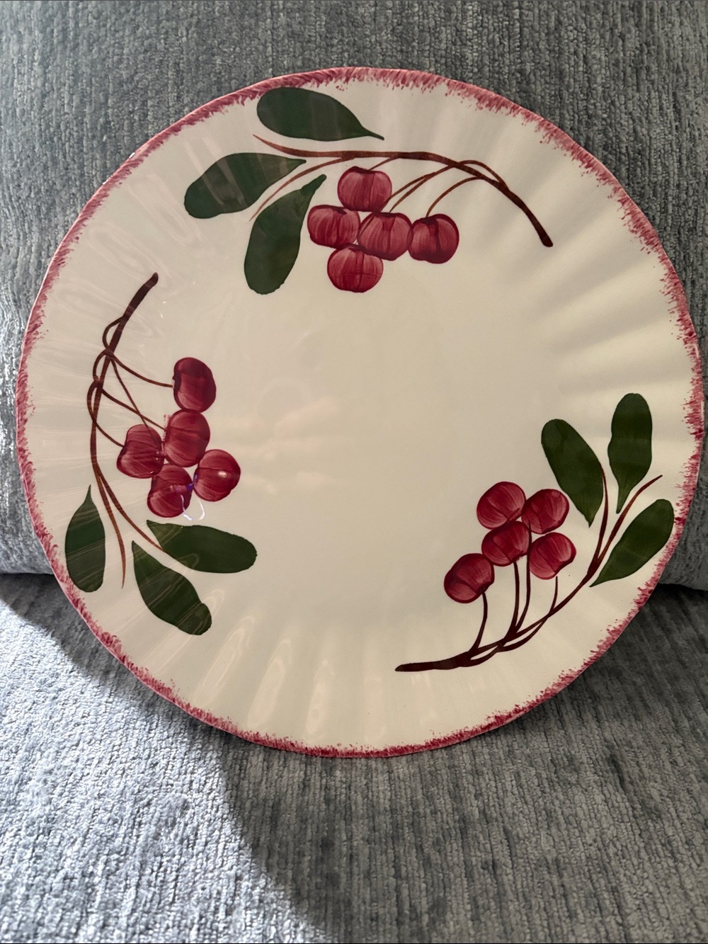 Blue Ridge Pottery Hand-Painted “Cherry Cobbler” Ceramic Dinner Plate